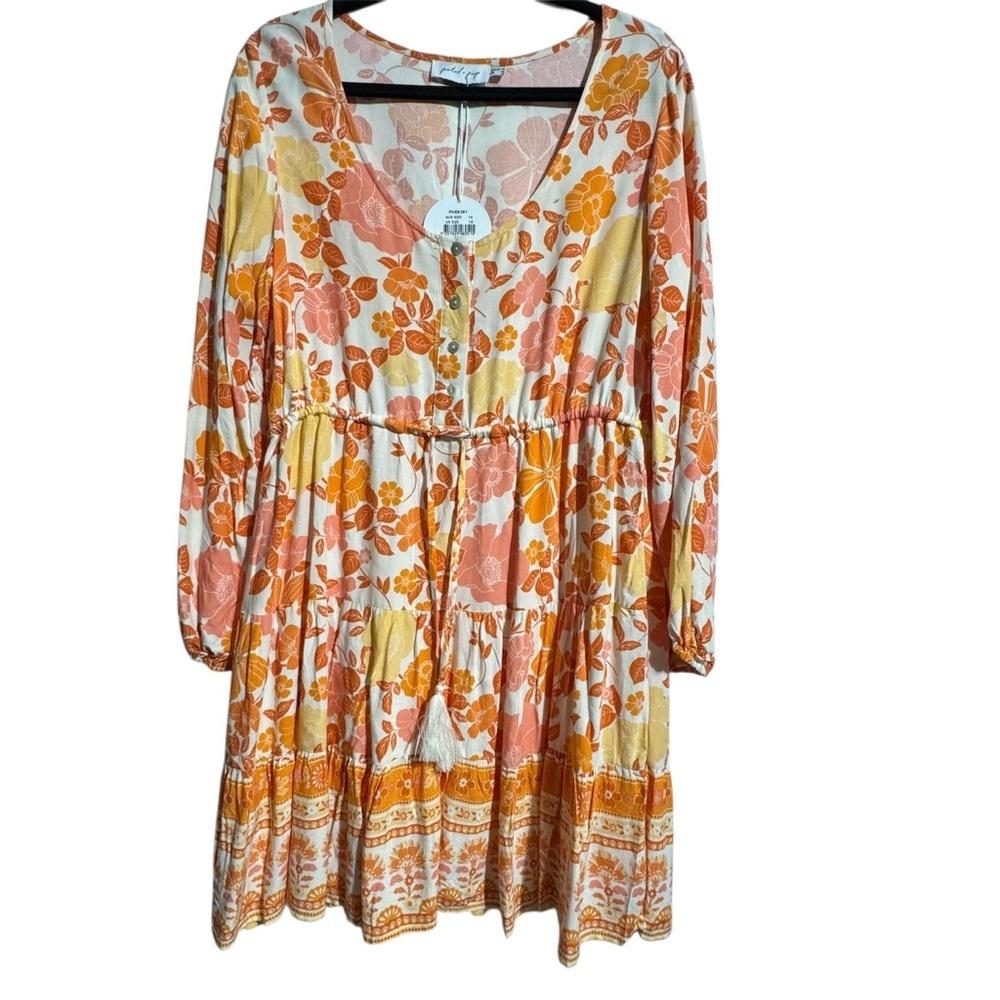 Petal and pup Odie Dress Floral Size US 10 Boho Cottagecore Tiered Tie Waist - Picture 2 of 13